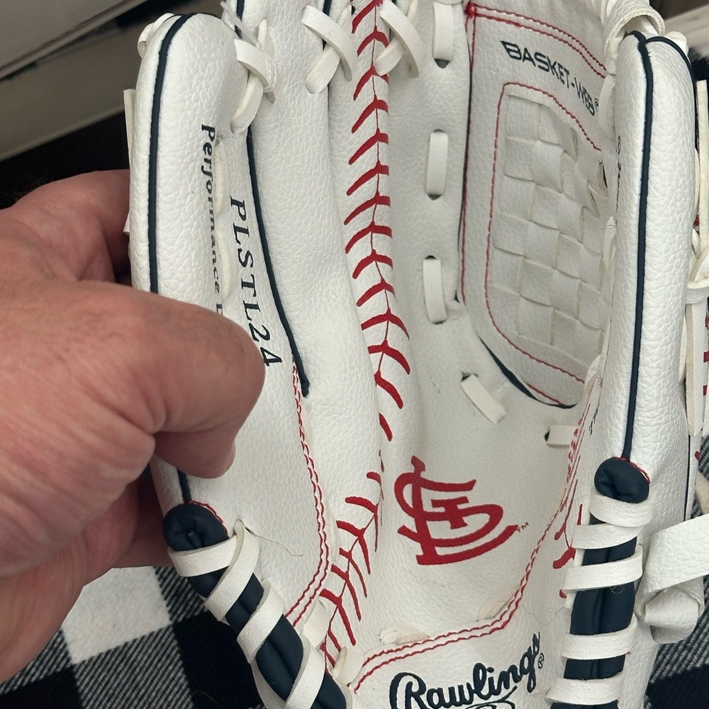 Rawlings White Red St. Louis Cardinals Kids Baseball Glove for a left Hander - Picture 3 of 10
